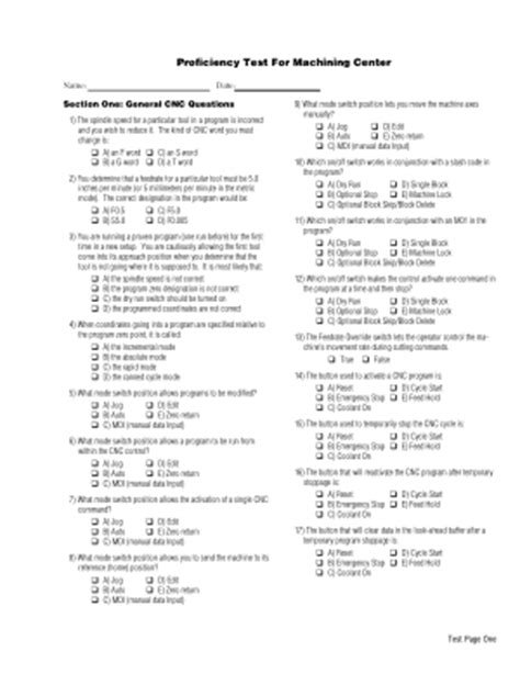 cnc machine test|cnc machining test basic questions.